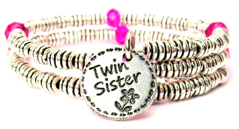 Twin Sister Circle Curly Coil Wrap Style Bangle Bracelet