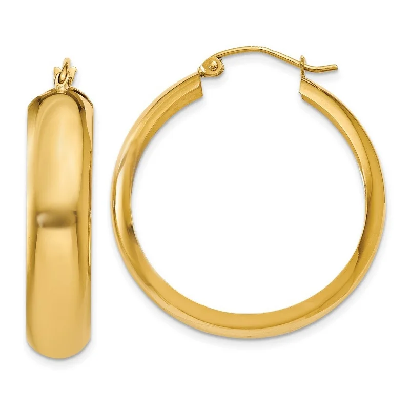 Curata 14k Yellow Gold Polished Wide Flat 29x6mm Hoop Earrings