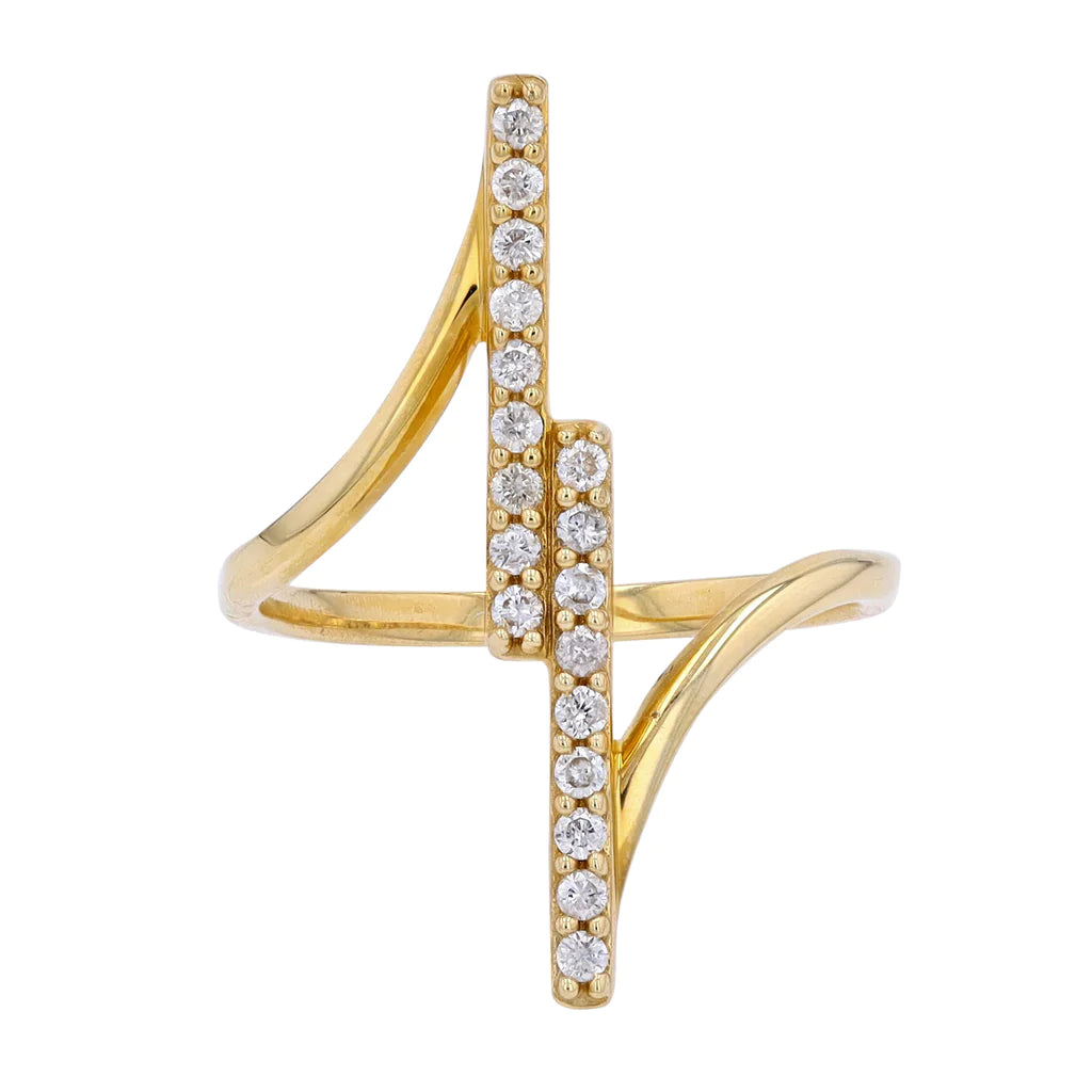 14K Yellow Gold Geometric Diamond Ring