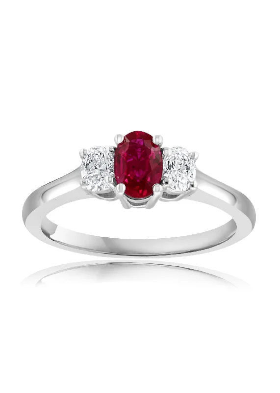 18K White Gold Ruby and Diamond Ring