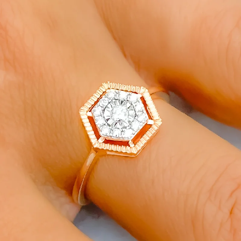 Luxurious Rose 18k Gold + Diamond Ring