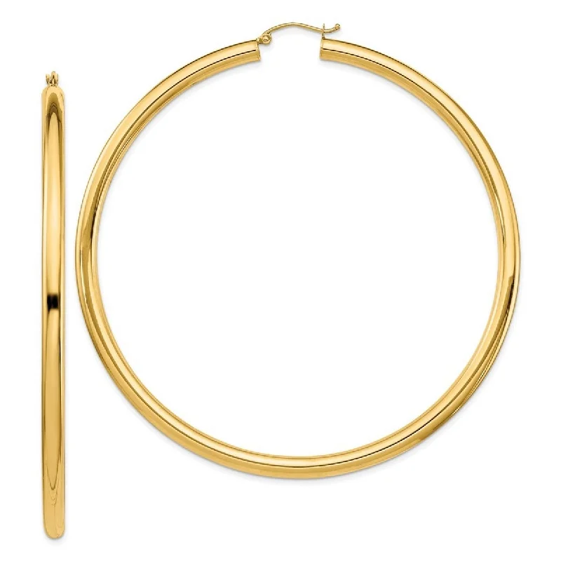 Curata 14k Yellow Gold Polished 82x4mm Hoop Earrings