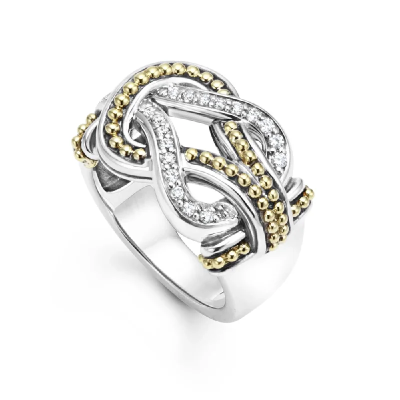 Lagos Newport Large Two Tone Knot Diamond Ring