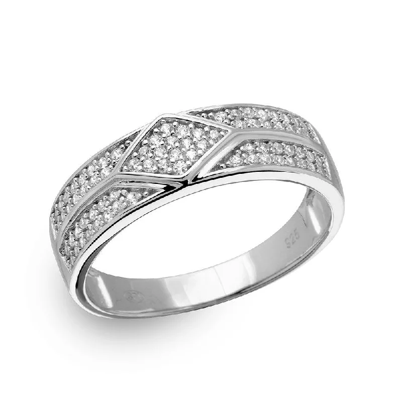 Silver 925 Rhodium Plated Diamond Accented Band with CZ - GMR00163