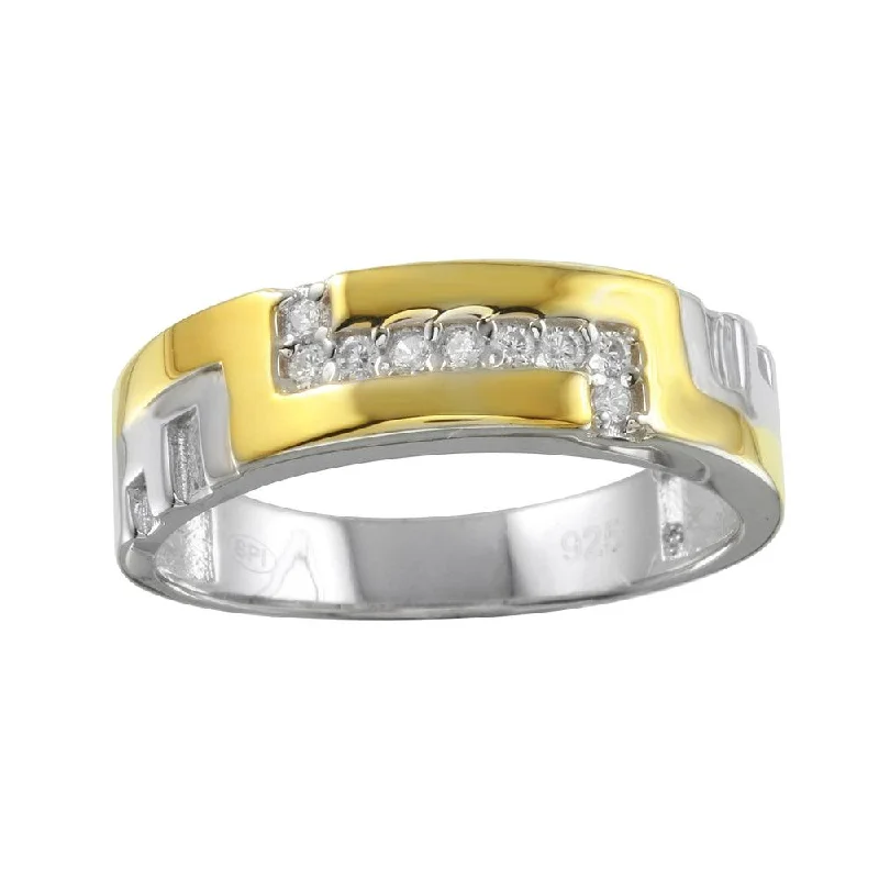 Two-Tone 925 Sterling Silver Ring with CZ - GMR00259RG