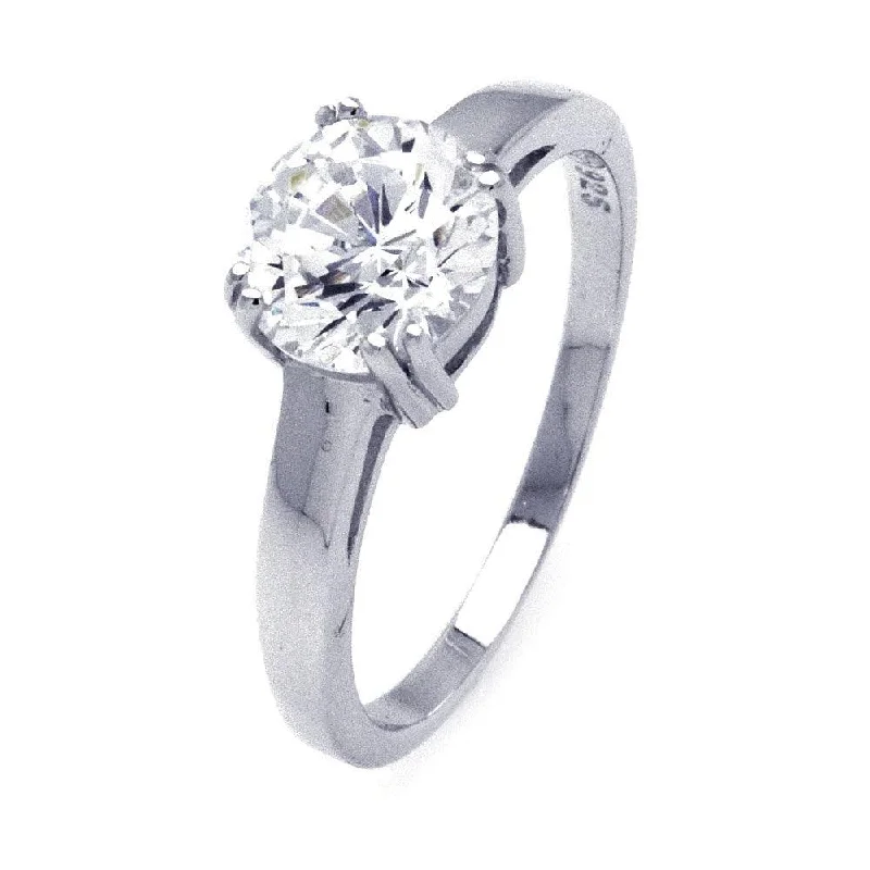 Silver 925 Rhodium Plated CZ Solitaire Ring - STR00790