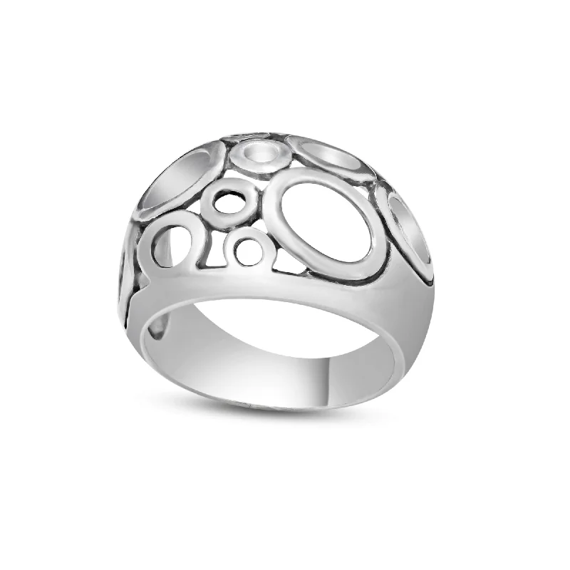 High Polished 925 Sterling Silver Open Bubble Design Ring - CR00803