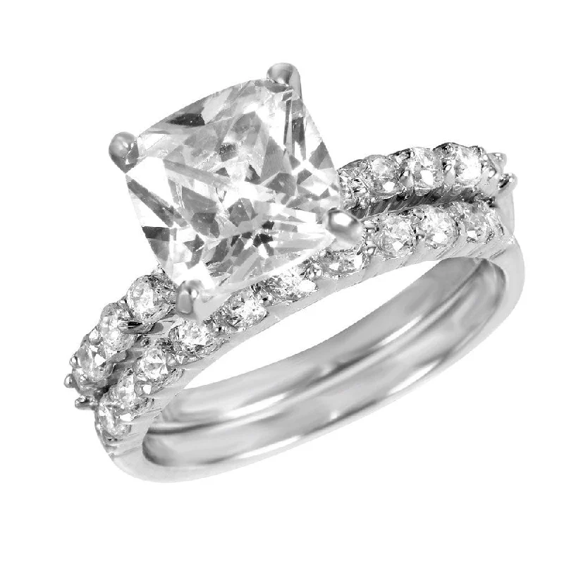 Silver 925 Rhodium Plated CZ Stackable Ring Set - STR00389