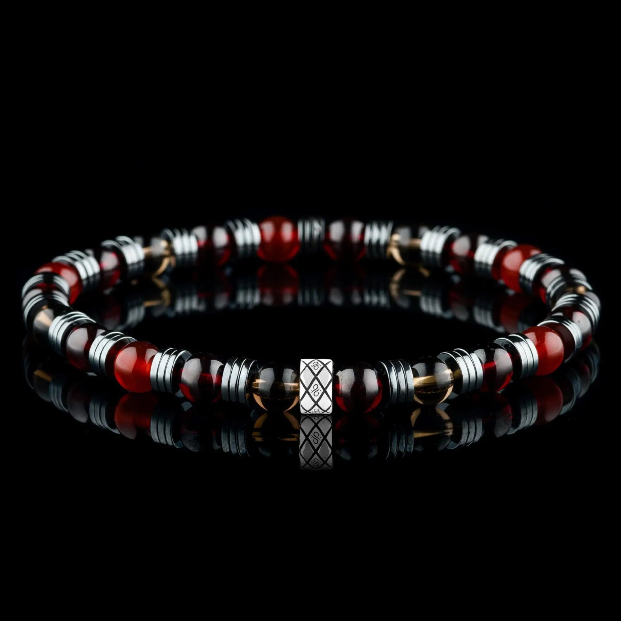 Red Garnet - Carnelian - Smoky Quartz Bracelet I (6mm)