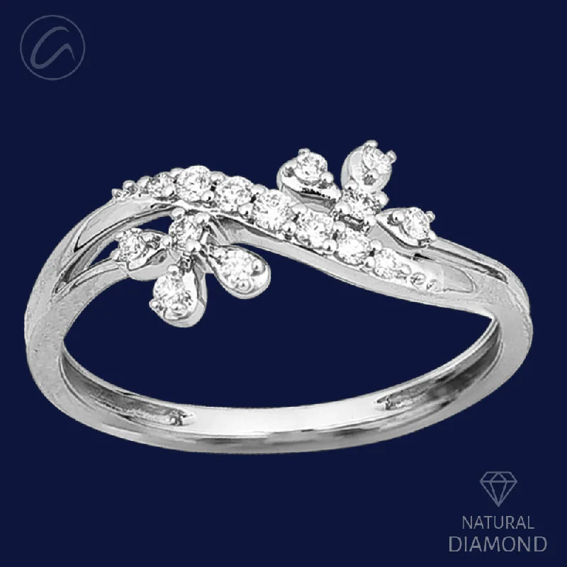 Flowing Floral 18k White Gold + Diamond Ring