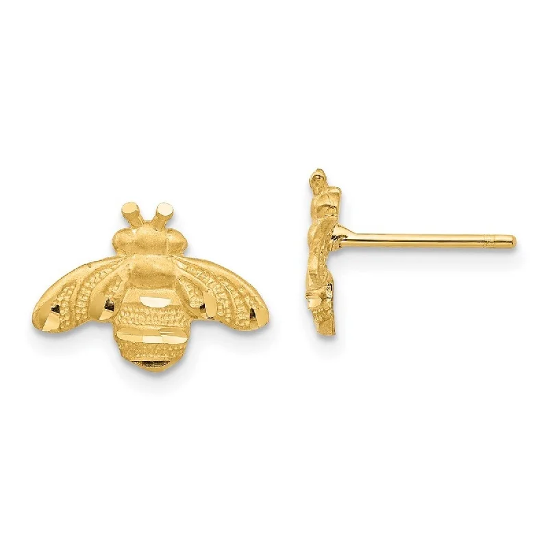 Curata 14k Bee Post Earrings - 8.21x12.62mm Wide