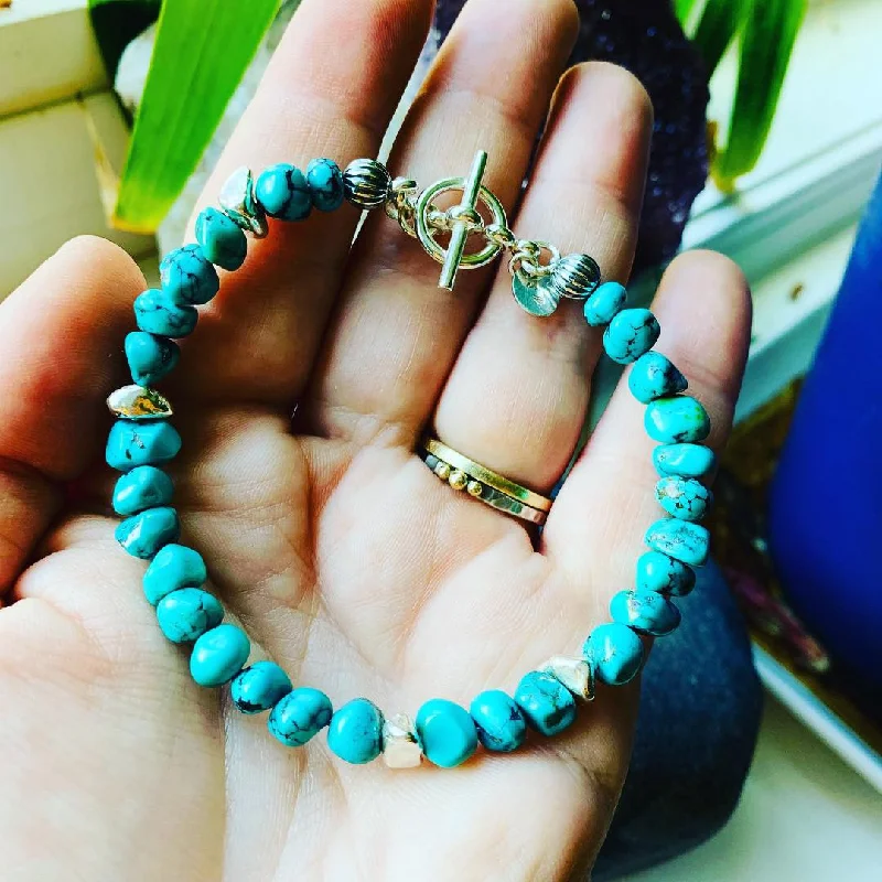 Turquoise and Sterling Silver Bracelet with Toggle