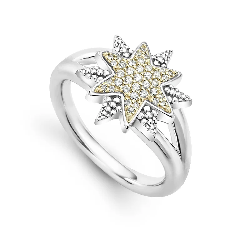 North Star Two-Tone Star Diamond Ring