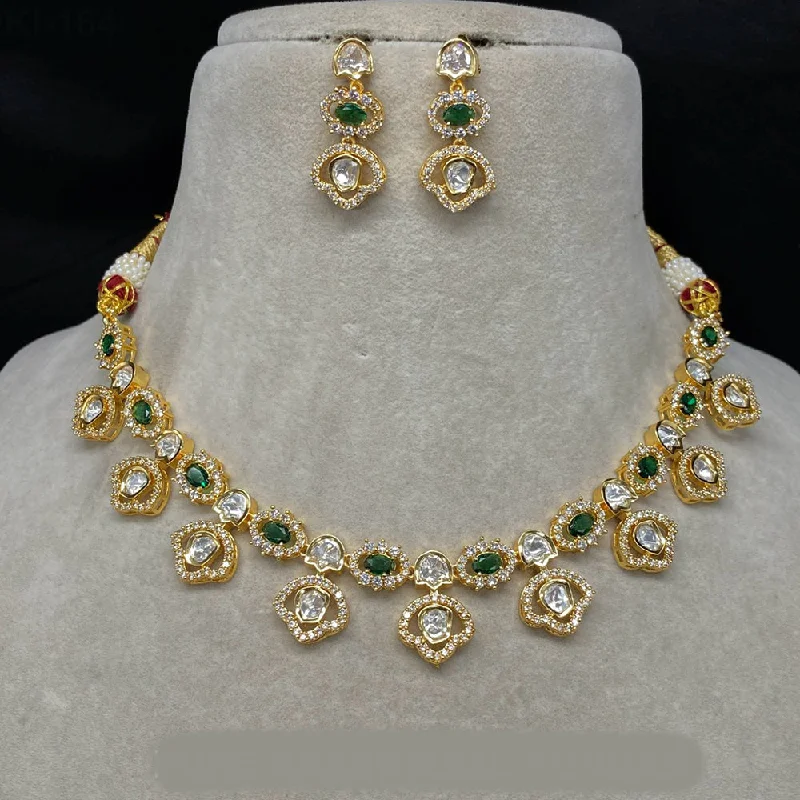 Amoliya Jewels Brass Polki Kundan Designer Necklace Set