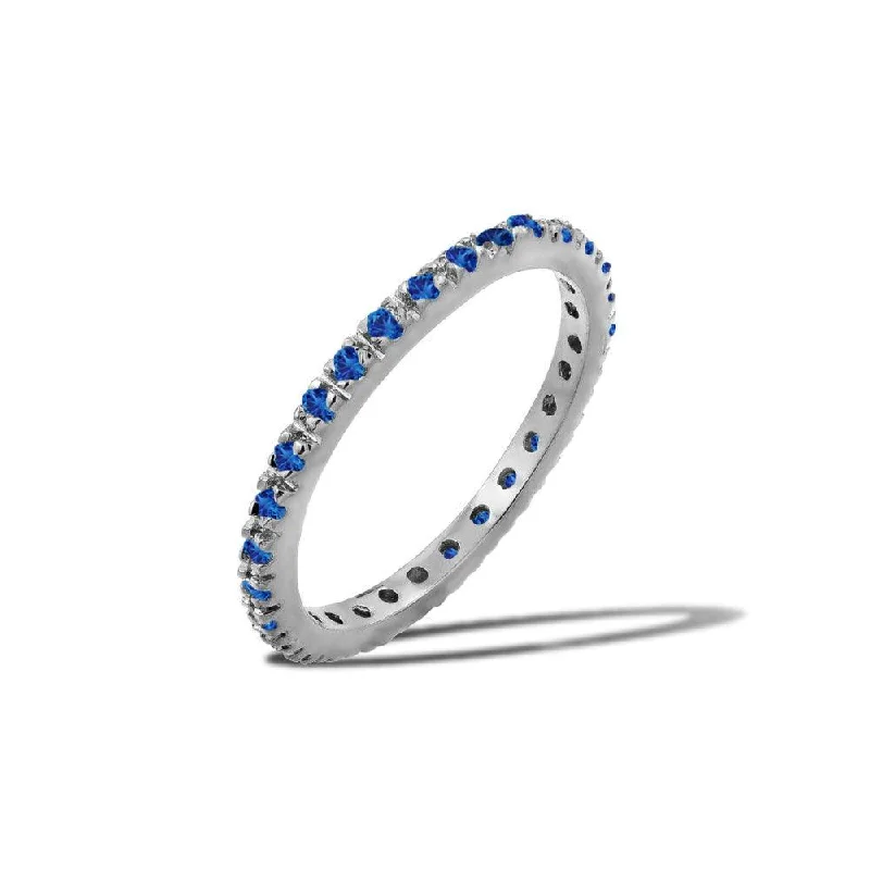 Rhodium Plated 925 Sterling Silver Plated Birthstone Inlay Eternity Ring September - BGR00339SEP