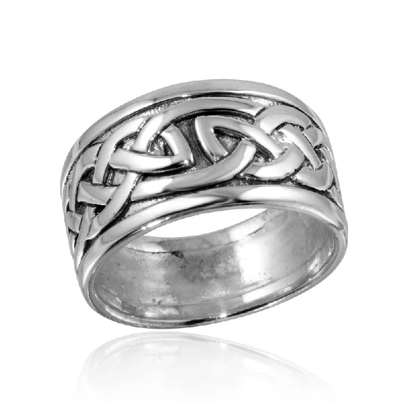 High Polished 925 Sterling Silver Celtic Design Ring - CR00742