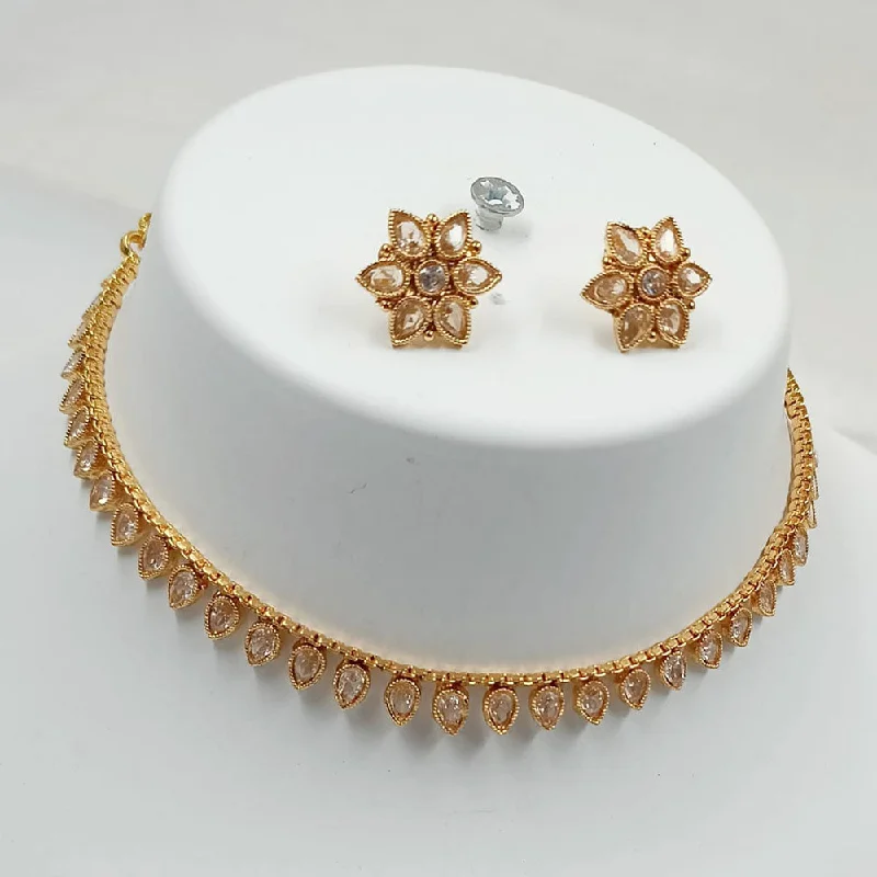 Padmawati Bangles Gold Plated Crystal Stone Choker Necklace Set