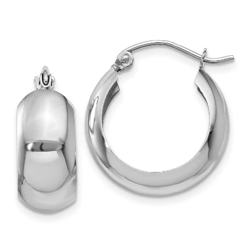 Curata 14k White Gold Polished Wide 17x6mm Hoop Earrings