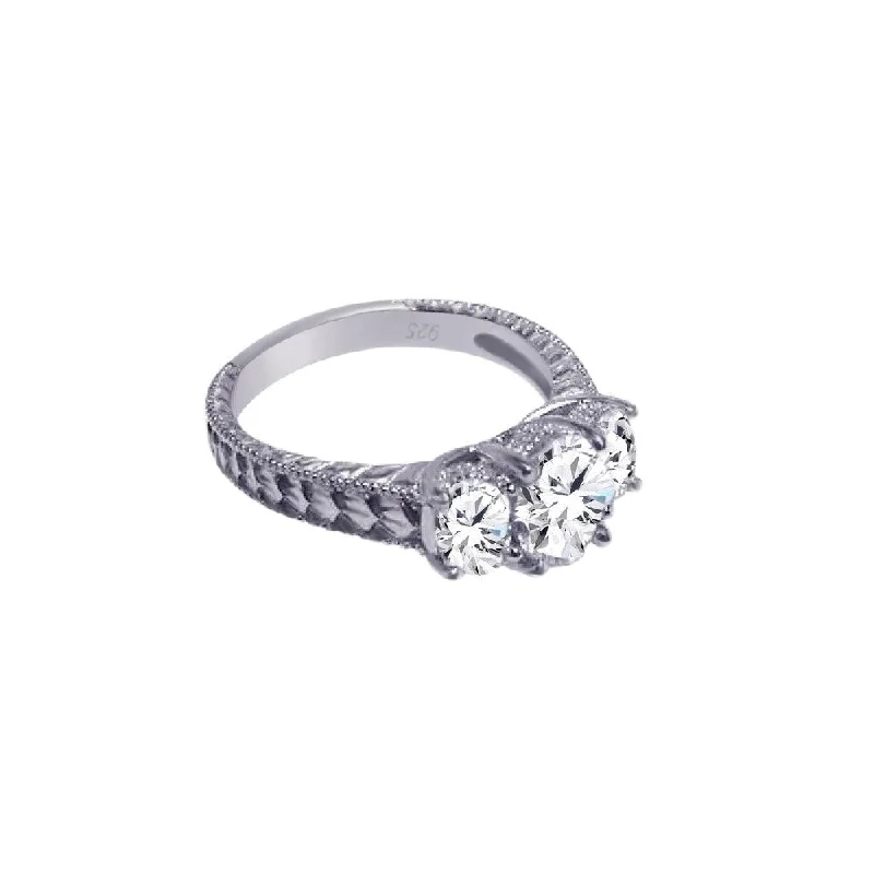 Silver 925 Rhodium Plated CZ Past Present Future Ring - ACR00004