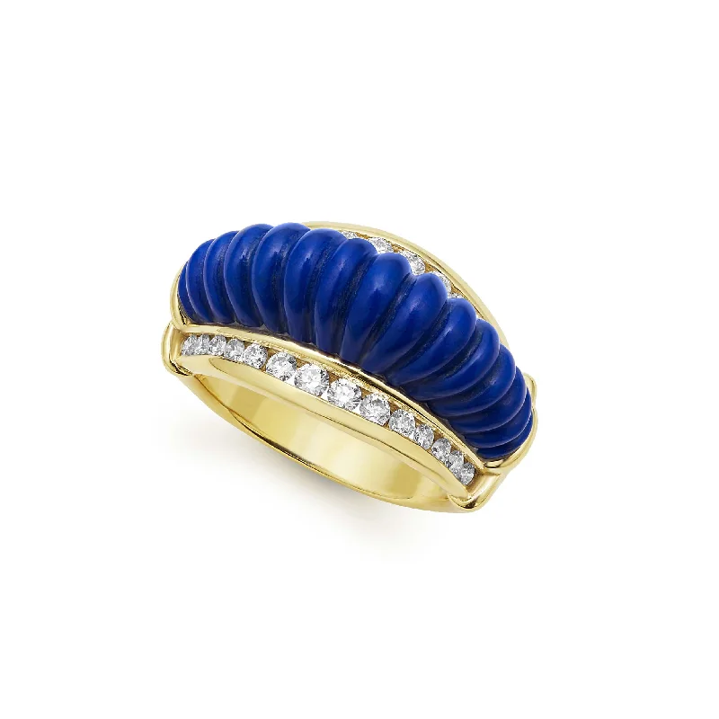 Studio 18K Gold and Lapis Diamond Ring