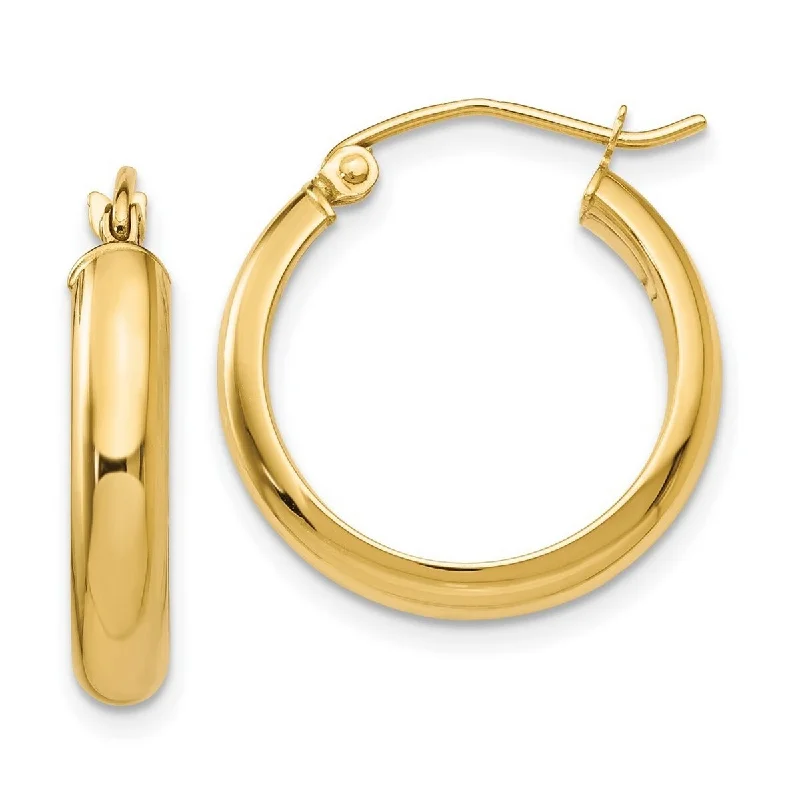 Curata 14k Yellow Gold Polished Round Tube Hoop Earrings - 20x20mm