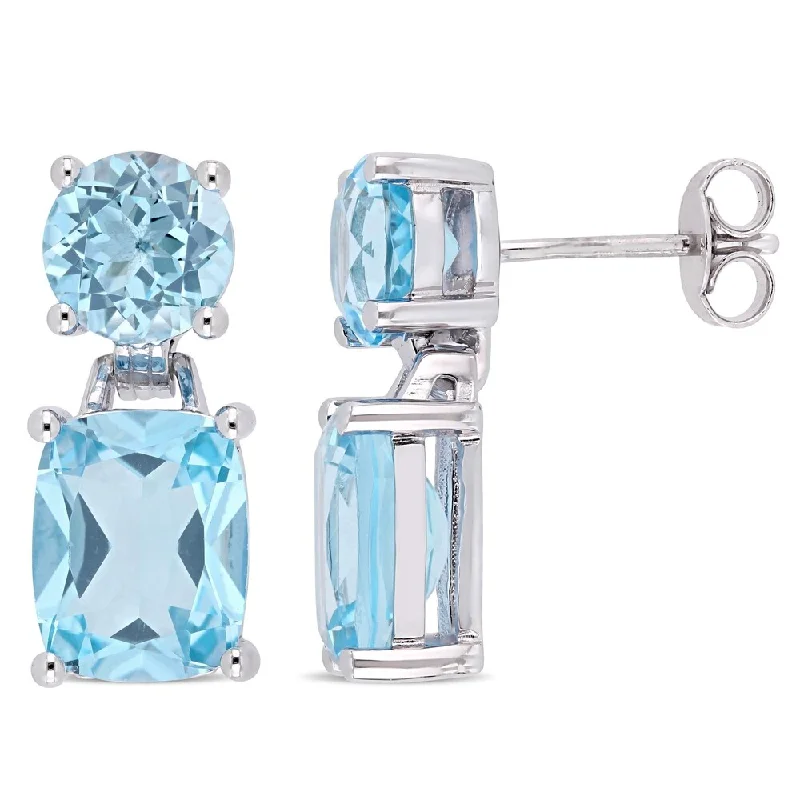 Miadora Sterling Silver 11 1/6ct TGW Sky-Blue Topaz Dangle Earrings