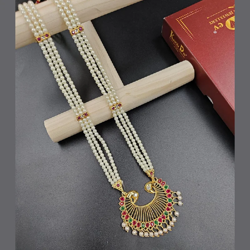 Manisha Jewellery Gold Plated Austrian Stone And Pearl Long Necklace