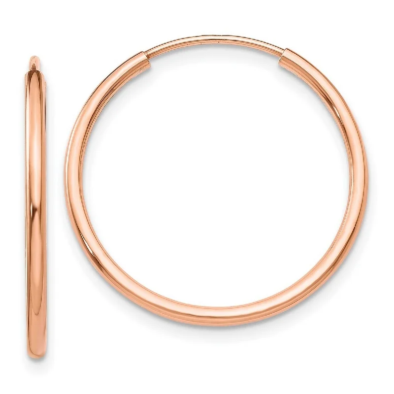 Curata 14k Rose Gold Polished Endless Tube 1.5x23mm Hoop Earrings