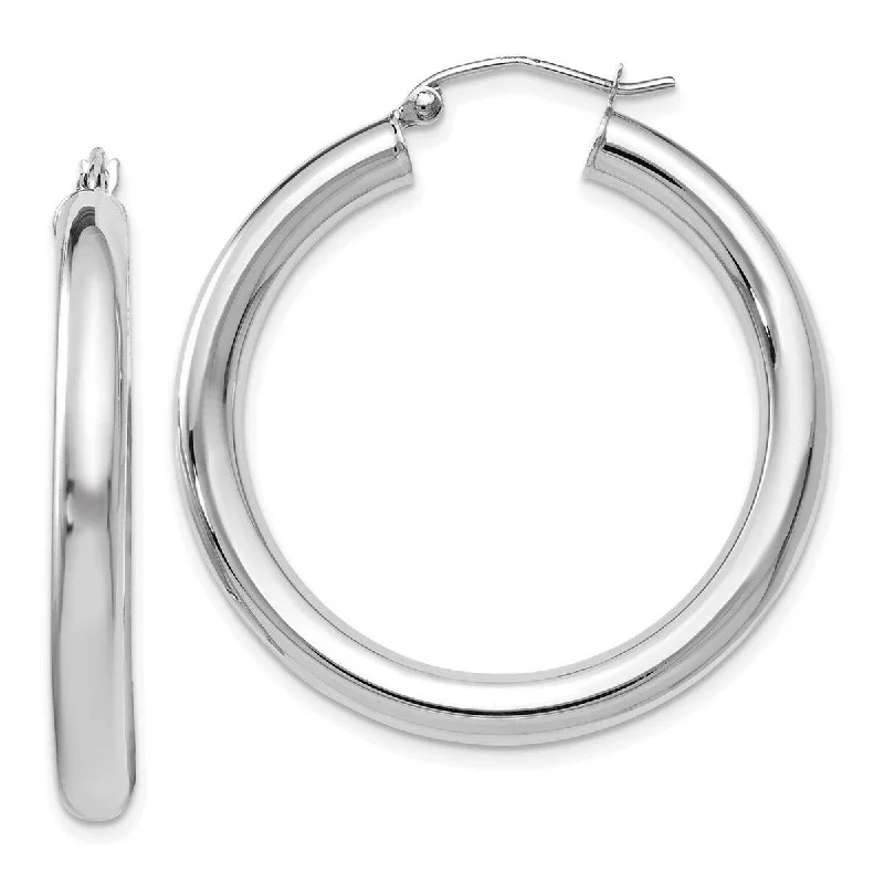 Curata 14k White Gold Polished Lightweight 37x4mm Hoop Earrings