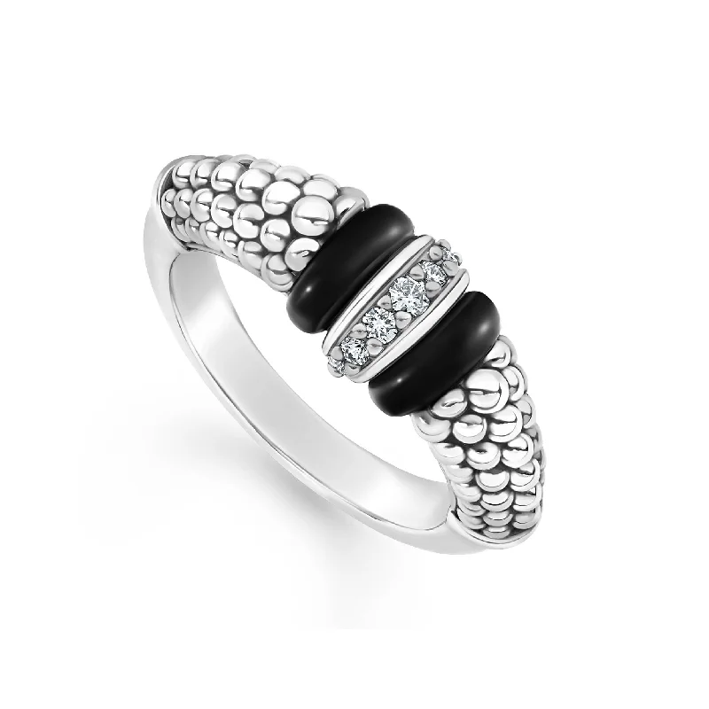 Black Caviar Black Ceramic and Caviar Diamond Ring