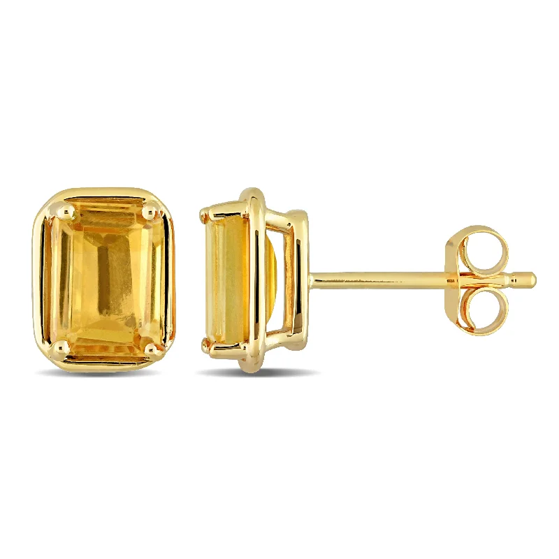 Miadora 14k Yellow Gold Citrine Octagon Stud Earrings