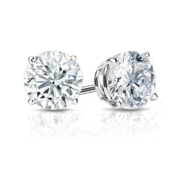 Auriya Platinum GIA Certified 4.20 carat TDW Round Diamond Stud Earrings